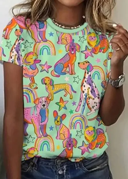 Animal Pattern Short Sleeve Round Neck T shirt Me13Hl250416Y005 4Xl - Shop at LoveMi