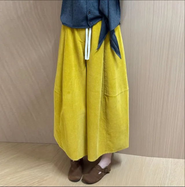 Autumn And Winter New Korean Style Design Corduroy Wide Leg Yellow - Shop at LoveMi
