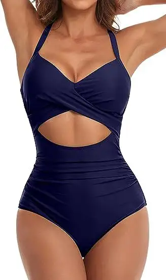 Solid-color One-piece Swimsuit For Women European And American Style With A Backless Panel Design