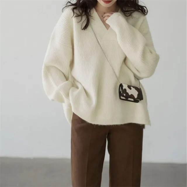 Women's Solid Color Casual Sweater Top White - Shop at LoveMi