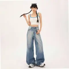 Fashionable All-match Straight Jeans For Women - Retro Trousers - View 1