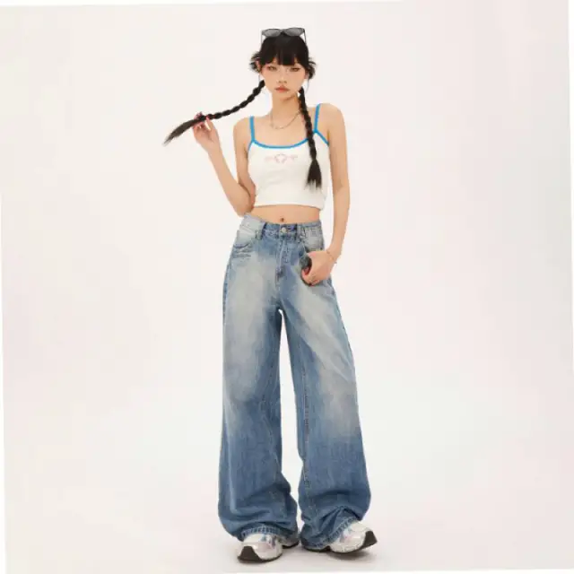 Fashionable All match Straight Jeans For Women Retro Trousers - Shop at LoveMi