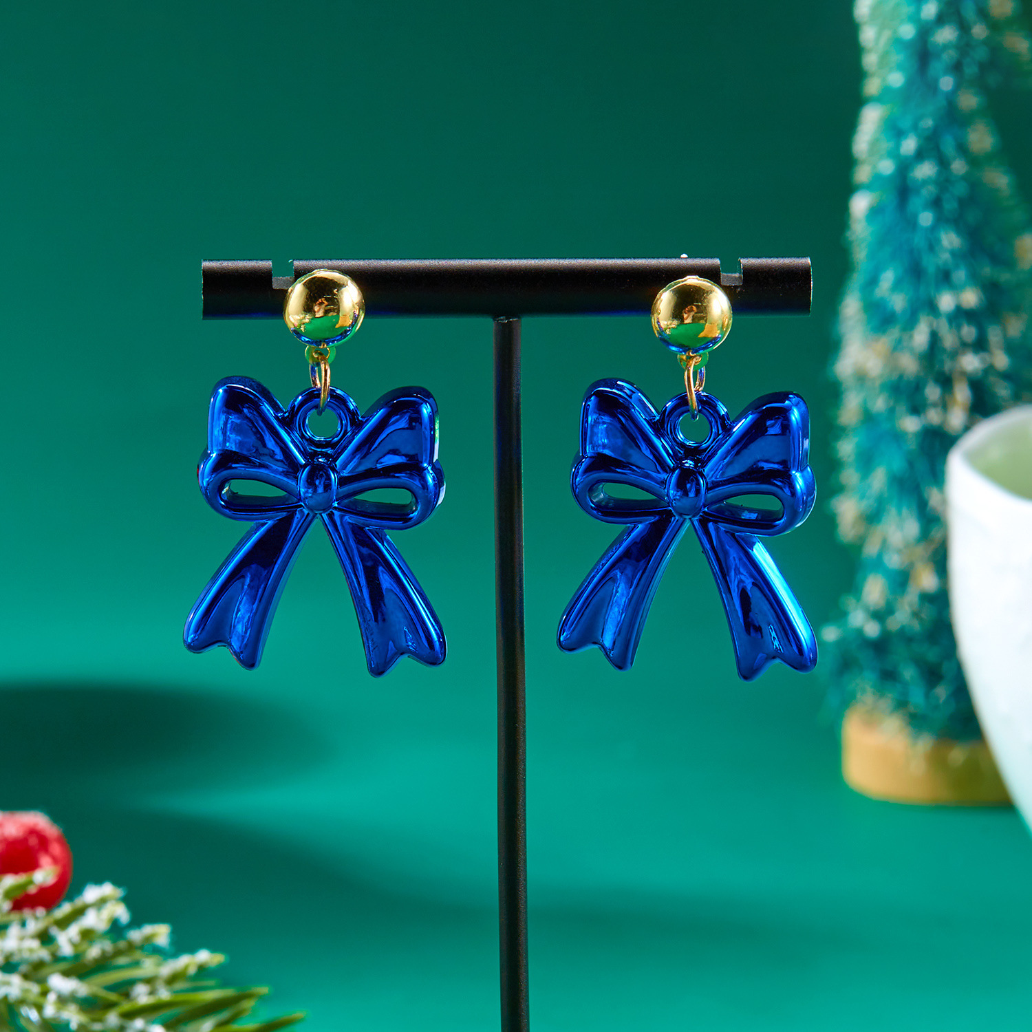 Color Bow Stud Earrings Fashion Multicolor