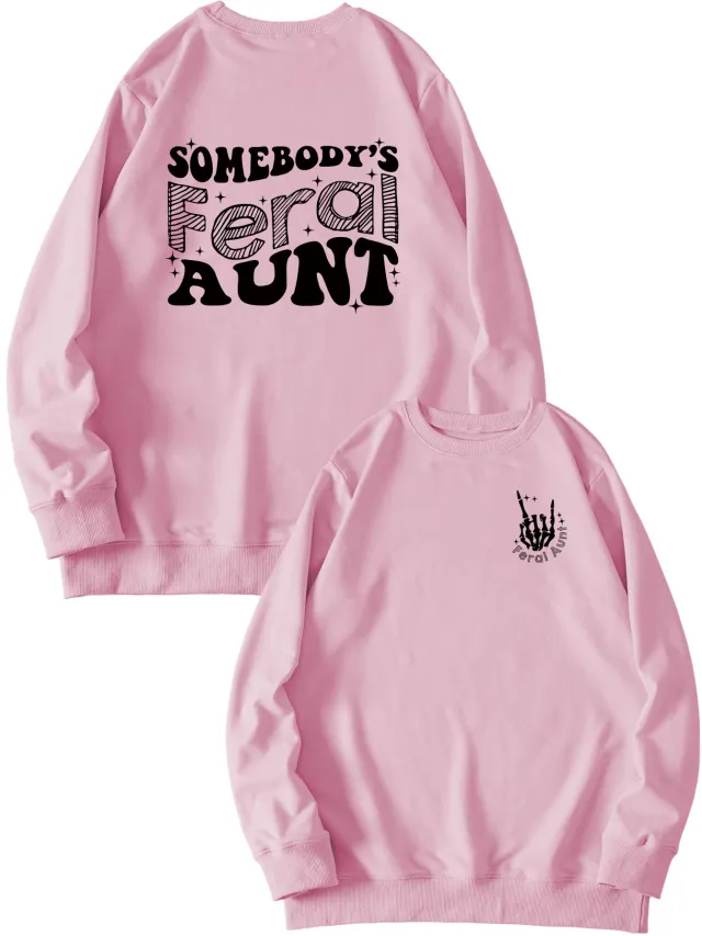 Women's Printed Pullover Sweatshirt Loose All matching Pink - Shop at LoveMi