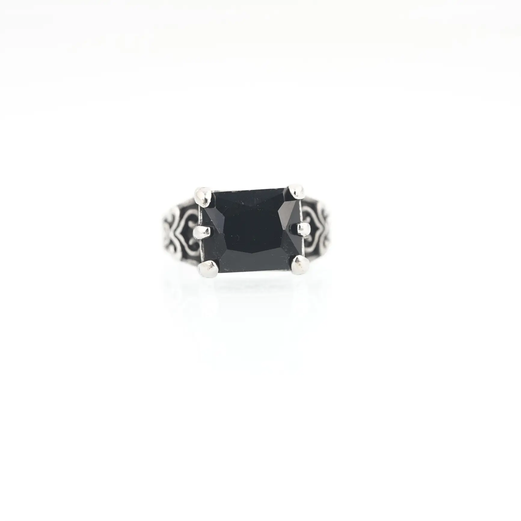 Titanium Steel Square Purple Rhinestone Ring