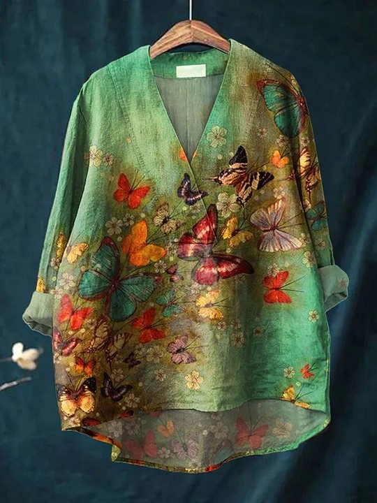 Fashion Digital Printing Large Wide V neck Top N5 M - Shop at LoveMi