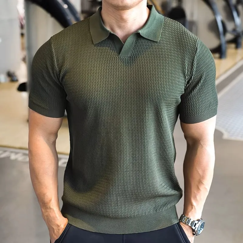 Men's Button Henry Collar Sports Polo Shirt