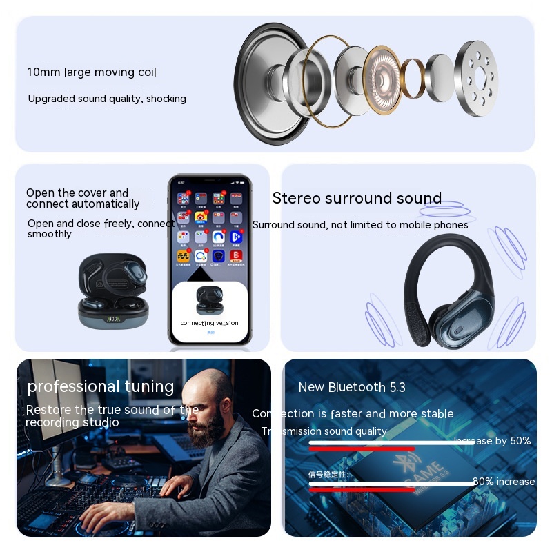 Smart Digital Technology Noise Reduction Sports Can't Get Rid Of Ear-mounted Wireless Headphones - Image 9