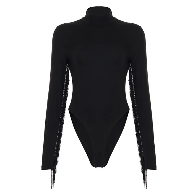Fashionable European And American style Design Solid color Basic Jumpsuit With Tassels Black - Shop at LoveMi