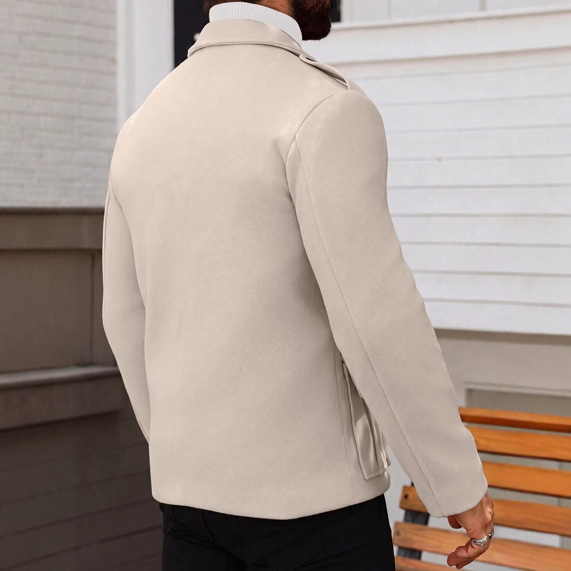 Mens Double-breasted Wool Overcoat