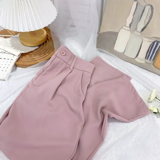 High Waist Slimming Casual Loose Vertical Cuffless Pants Light Pink - Shop at LoveMi
