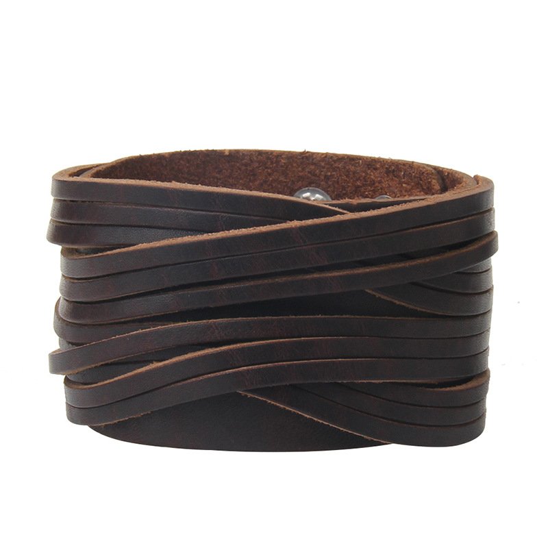 Multilayer Simplicity European And American Retro Woven Cattle Leather Bracelet