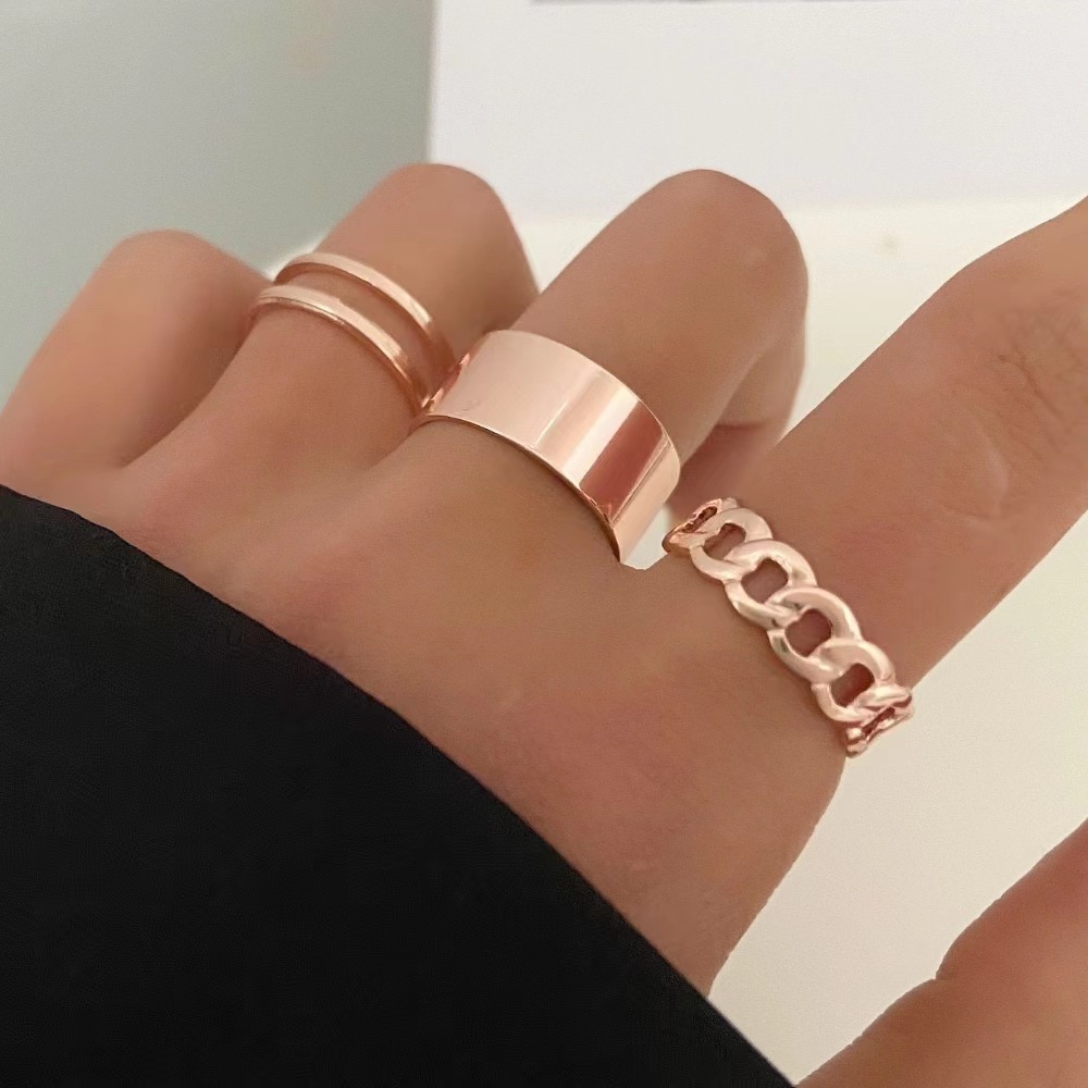 Cool Style Chain Twist Ring Vintage Twin Black Knuckle Ring