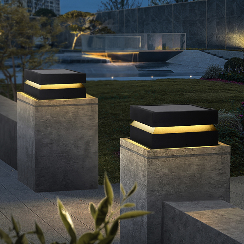 Outdoor Courtyard Waterproof Solar Minimalist Post Light — foto 8