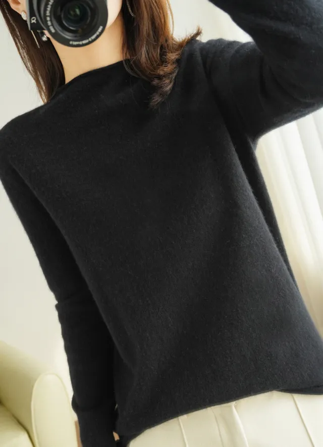 Women's Pullover Sweater Inner Wear Thickened Wool Base Shirt Black - Shop at LoveMi