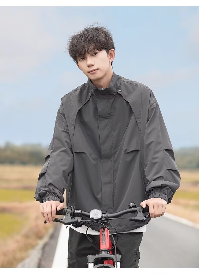 Windproof Waterproof Loose-Fit Men’s Shell Jacket, Retro Style Windproof Waterproof Loose-Fit Men’s Shell Jacket, Retro Style