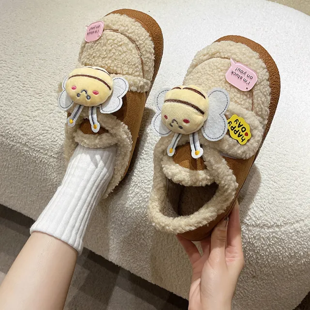 Little Bee Cotton Shoes For Women Autumn And Winter Khaki - Shop at LoveMi