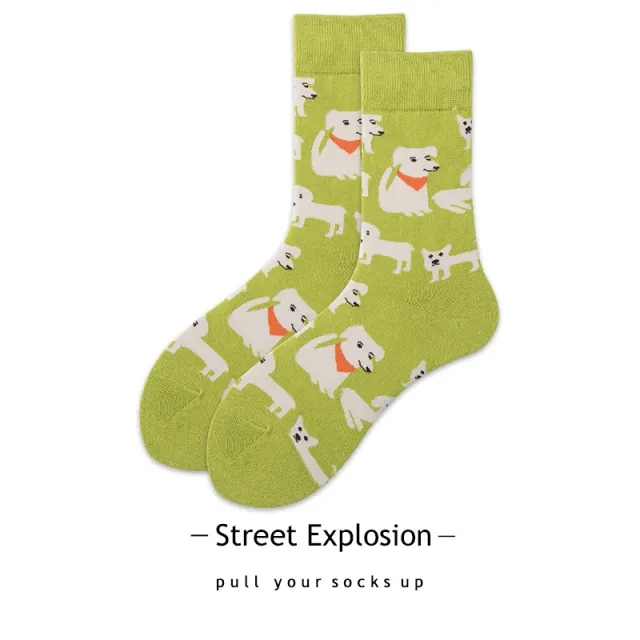Cartoon Jacquard Sports Skate Socks Green Puppy - Shop at LoveMi