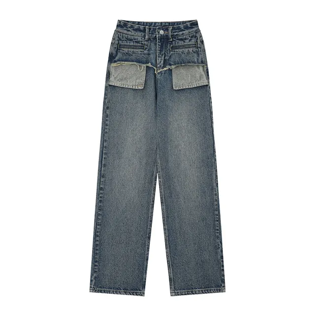 Retro Distressed Straight Jeans For Women Blue - Shop at LoveMi