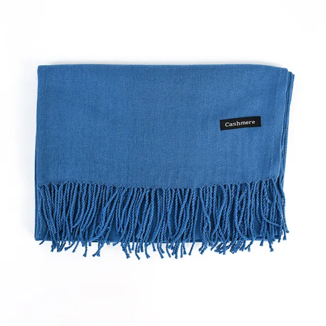 Women's Solid Color Scarf Tassel Scarf Denim Blue - Shop at LoveMi
