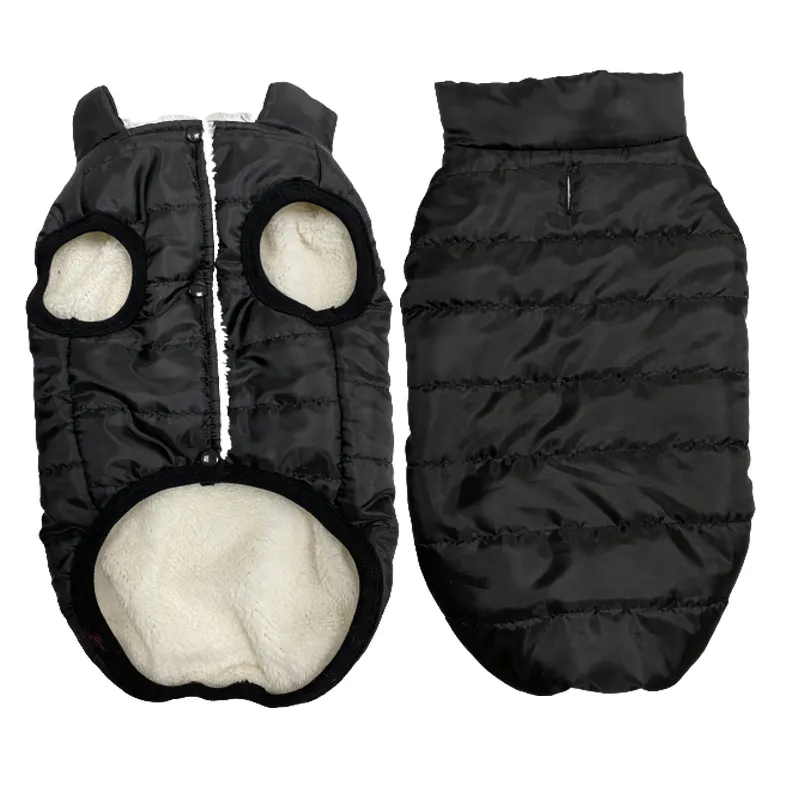 Winter Pet Coat Dog Fleece-lined Waterproof Windproof Vest - Black