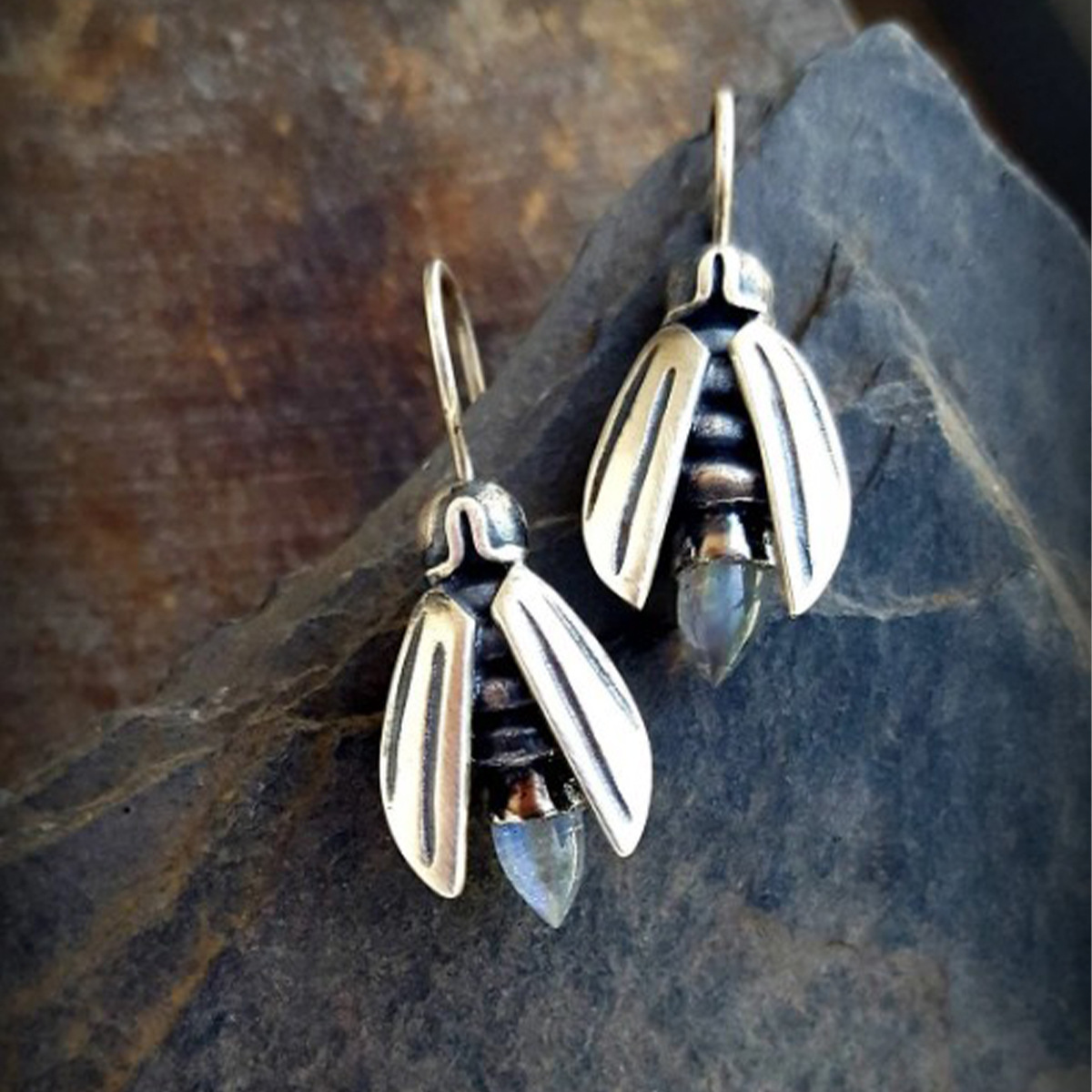 Simple Firefly Moonstone Women's Earrings