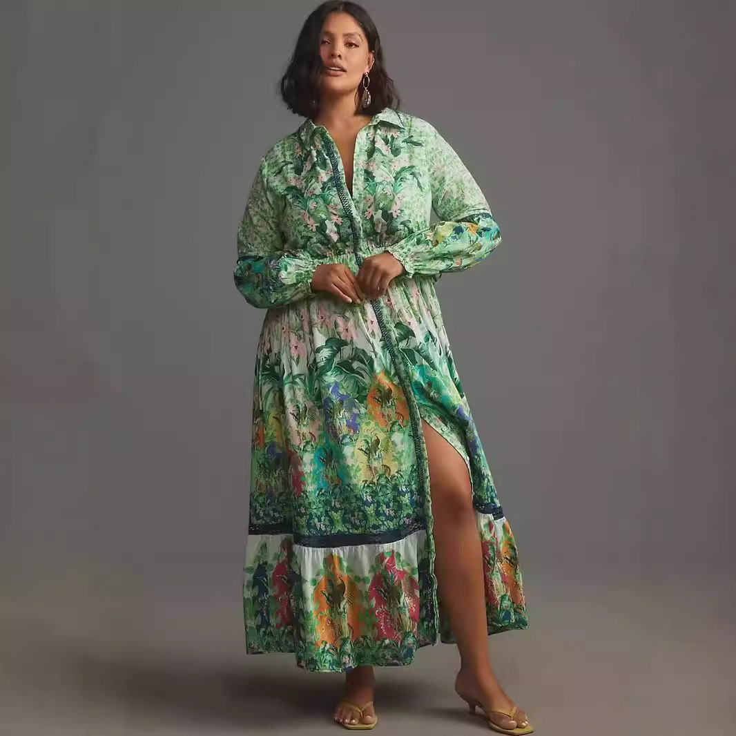 Floral Print Long-Sleeved Shirt Dress, picture 5 of 8