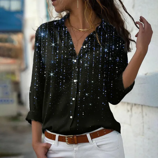 Women's 3D Sequin Gradient Printing Loose Casual Top Zha4977 5Xl - Shop at LoveMi
