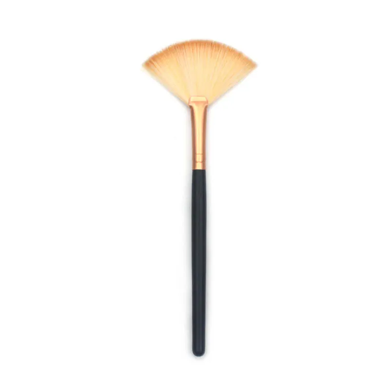 Fan Shaped Beauty Makeup Brush - Light Yellow Gold Tube