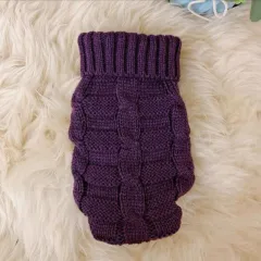 Cat Clothes Cat Pet Supplies Autumn Winter Knitted Sweater Cute Net Red - Dark Purple - View 1