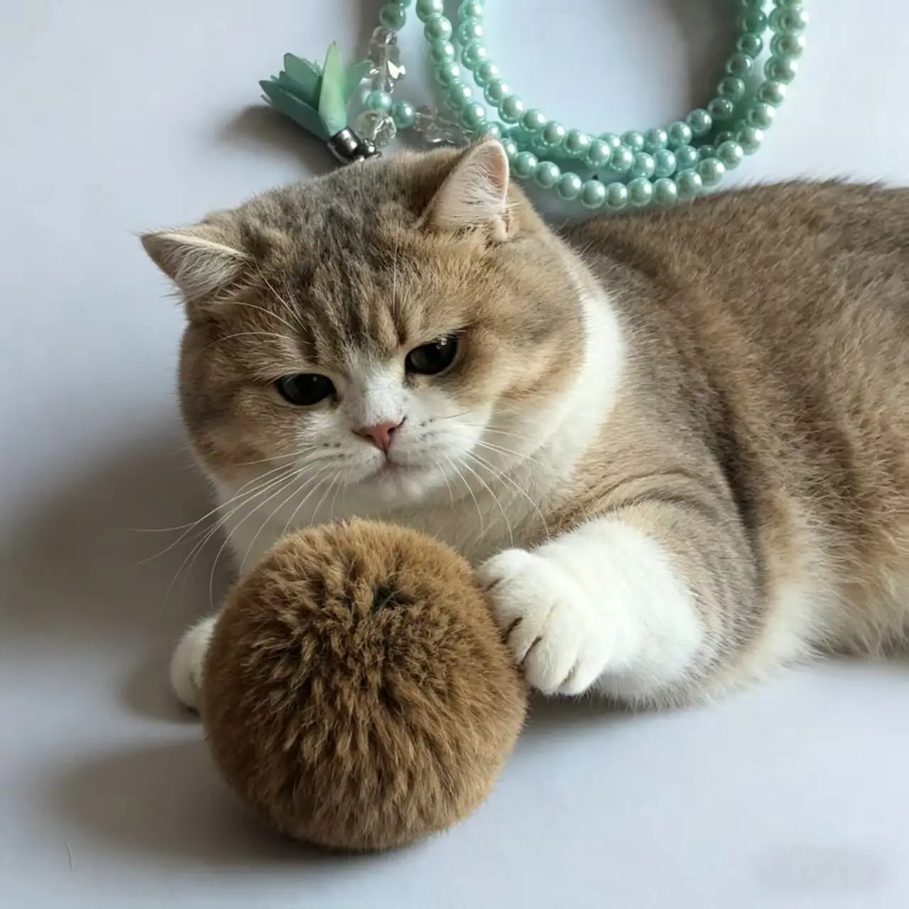 Natural Rabbit Fur Ball Kitten Toy