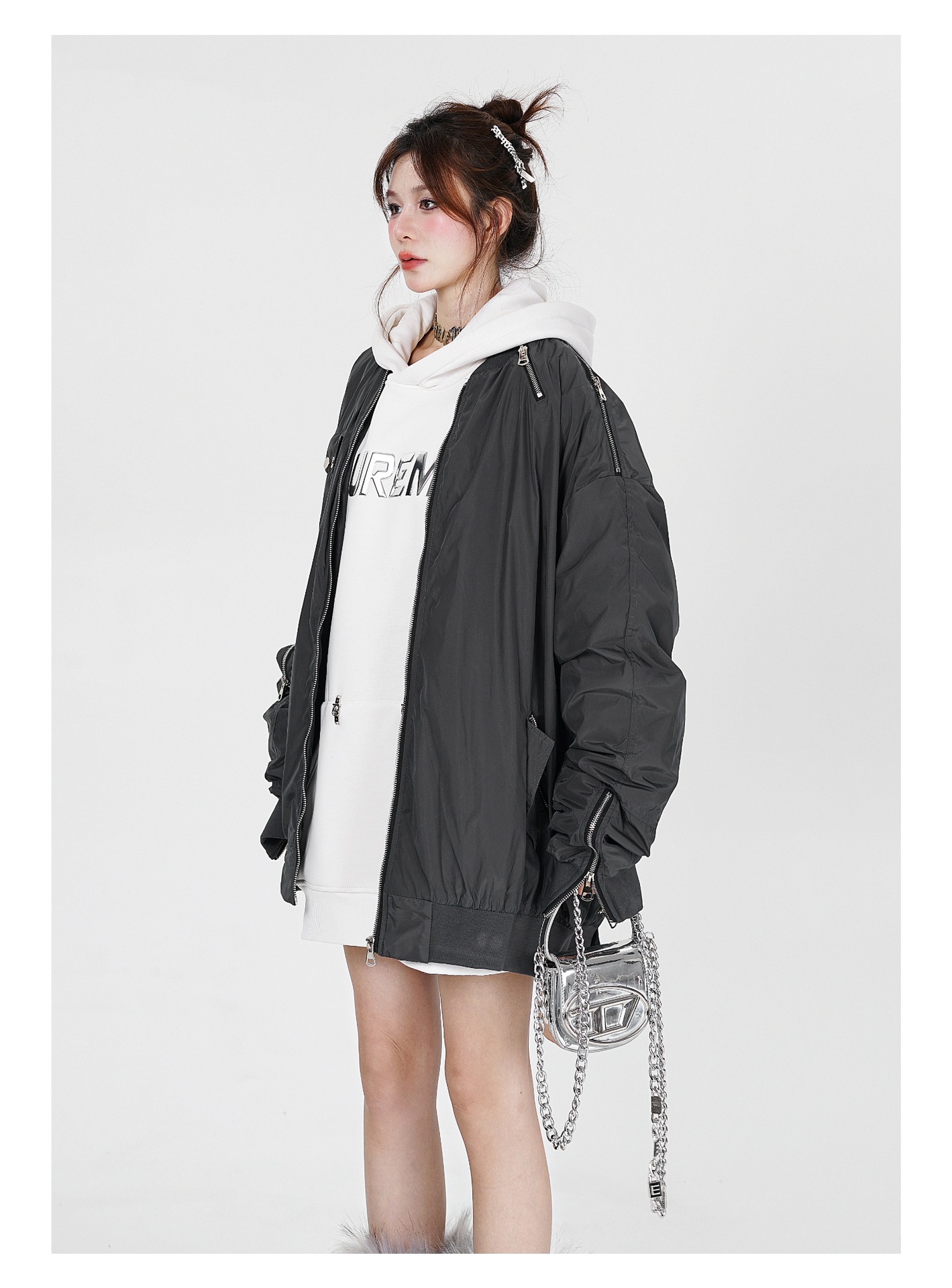 Multi-zipper Couple Workwear Jacket