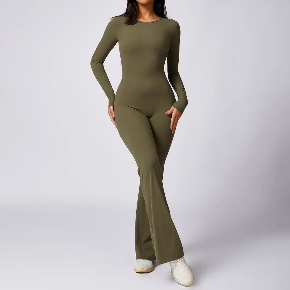 Leisure Horn Long Sleeve Yoga Jumpsuit Naked Women Feeling