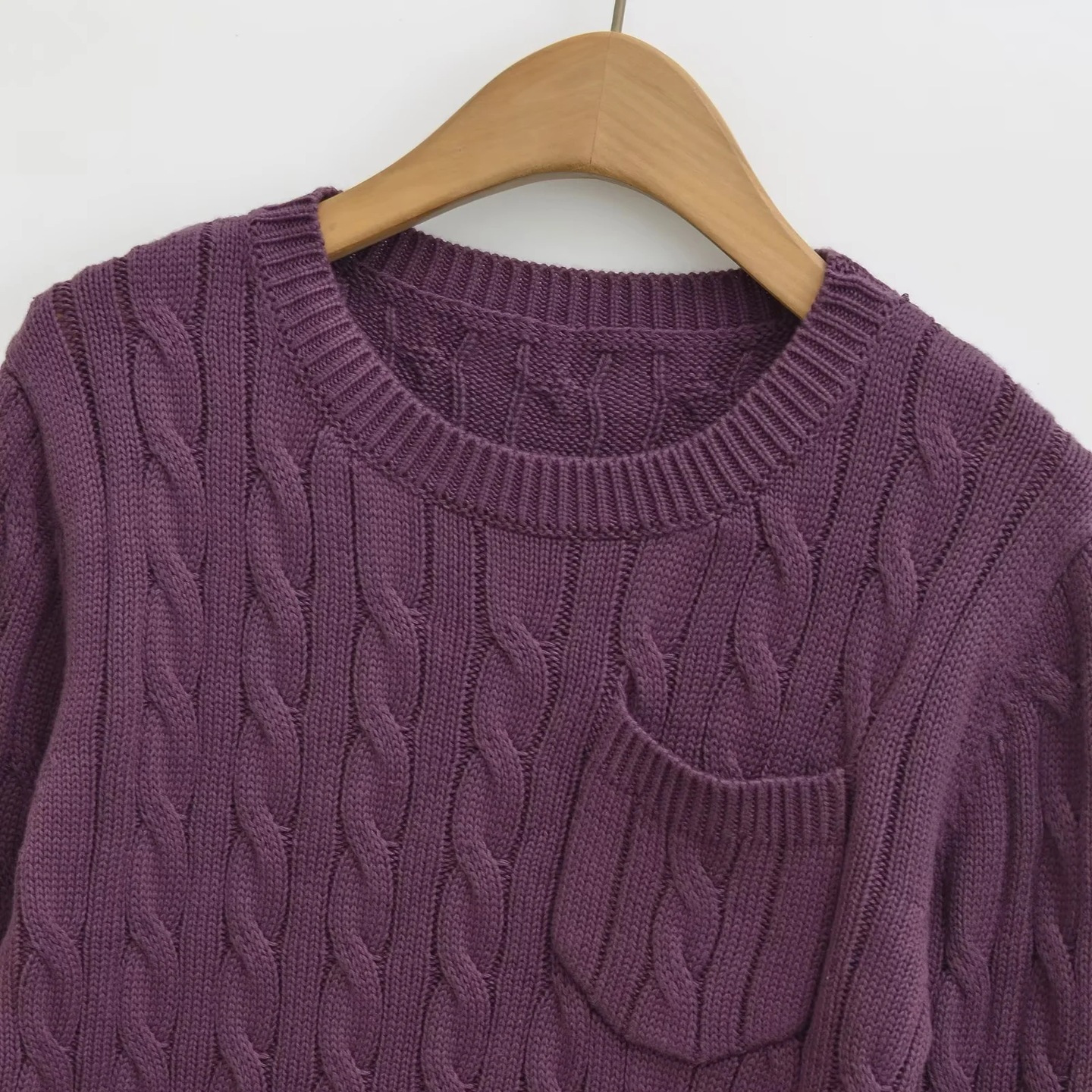Korean-style Relaxed Versatile Purple Sweater For Petite Women