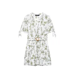 European And American Style Hollow Out Embroidered Printed Mini Short Sleeve Dress - View 1