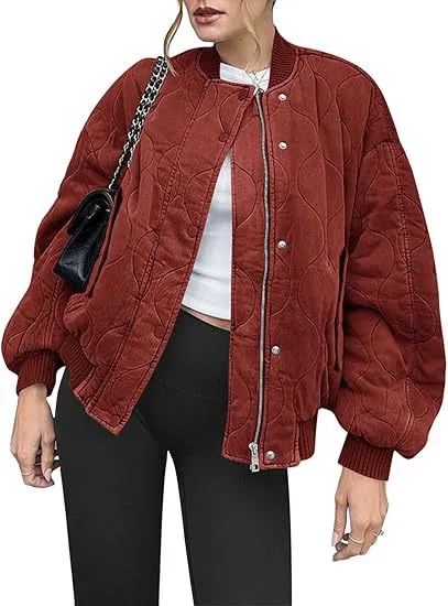 Loose Casual Pilot Long Sleeve Baseball Uniform Dark Red - Shop at LoveMi