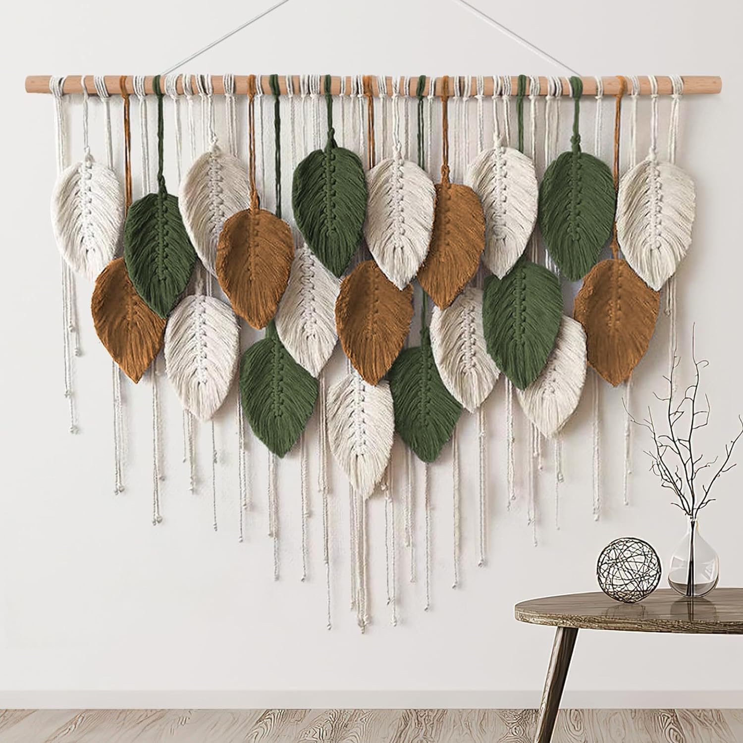 Handwoven Leaf Tassel Wall Hanging, picture 5 of 12