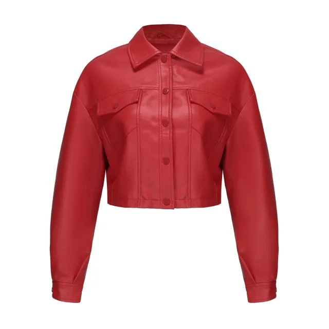 Women's Long sleeved Single breasted Short Jacket European And American Red - Shop at LoveMi