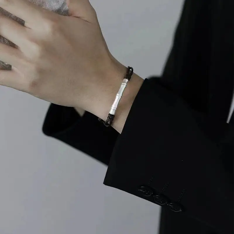 Fashion Sterling Silver Bamboo Bracelet For Men