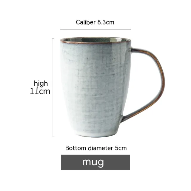 Handmade Retro Ceramic Salad Bowl Cloth Pattern Crackle Glaze Mug Mug - Shop at LoveMi