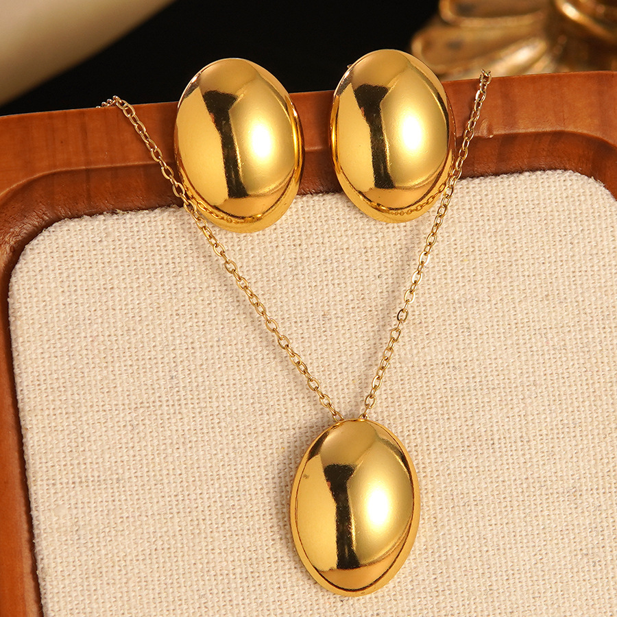 Stainless Steel Heart Bow Flower Necklace And Earrings Set