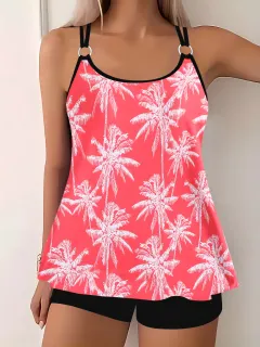 Split Swimsuit Two Piece Suit - Pink - View 1