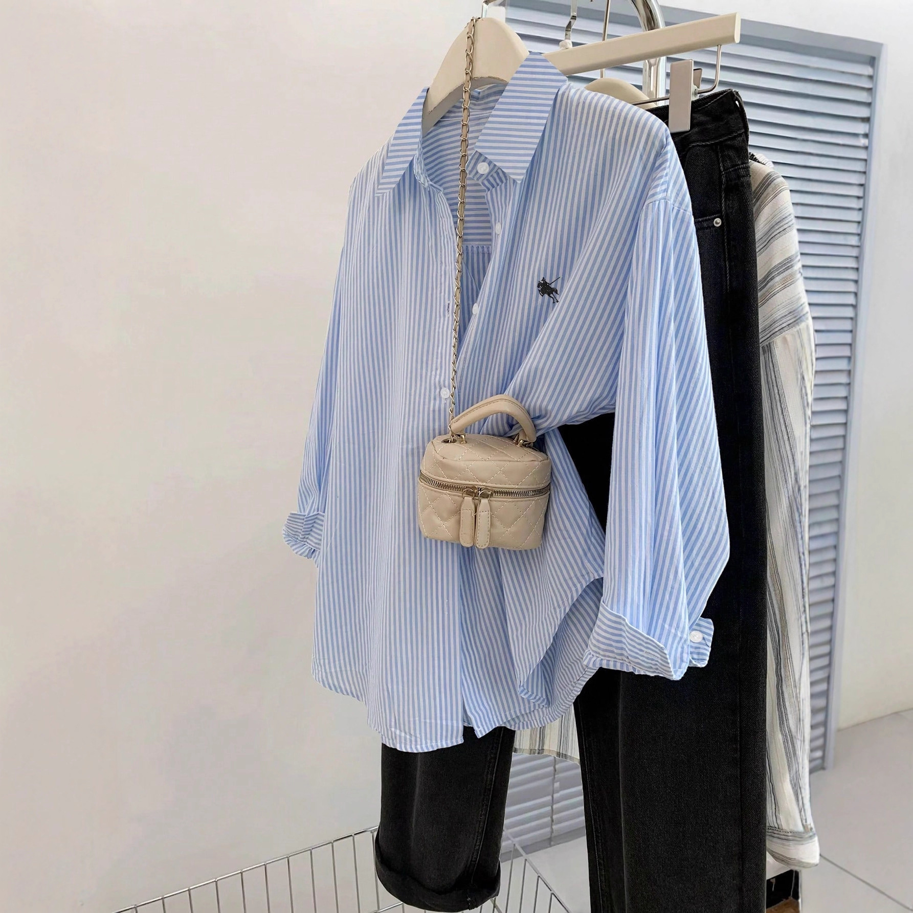 Versatile Blue-Striped Womens Casual Top