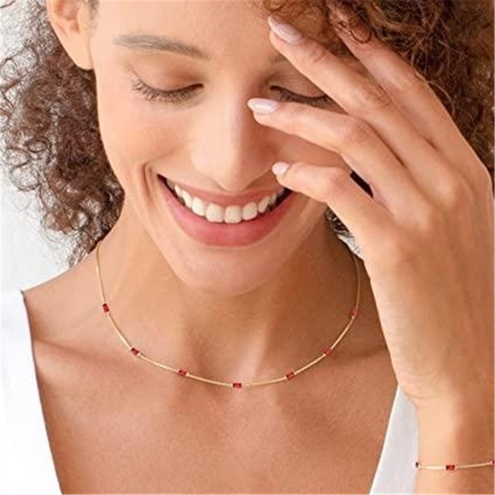 Slim Chain Jacinth Clavicle Chain Colorful Dopamine Temperament Trendy Ornament