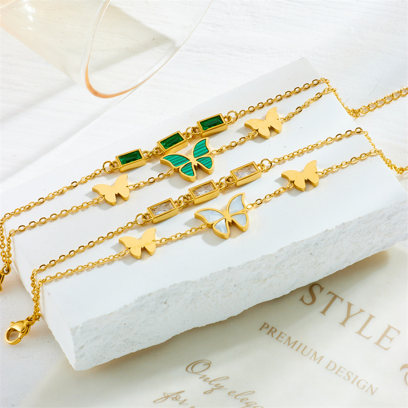 European-style Stylish Simple And Versatile Elegant Butterfly Double-layer Bracelet