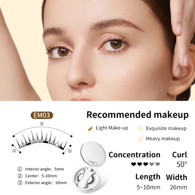Magnetic False Eyelashes Integrated Storage Box Glue free Magnet False Eyelashes Natural Makeup Tools With Applicater Em03 Set - Shop at LoveMi