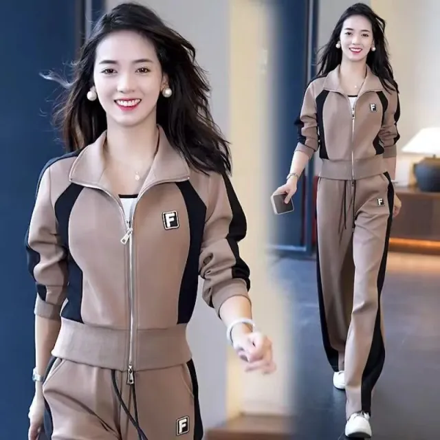 New Petite Anti aging Elegant Casual Two piece Set Khaki - Shop at LoveMi