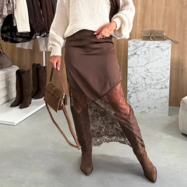 Skirt Sexy Slimming Solid Color Sheath Chocolate Xxxl - Shop at LoveMi