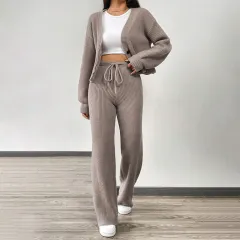 Casual Style Single Row Multi-buckle Sweater - Khaki - View 1