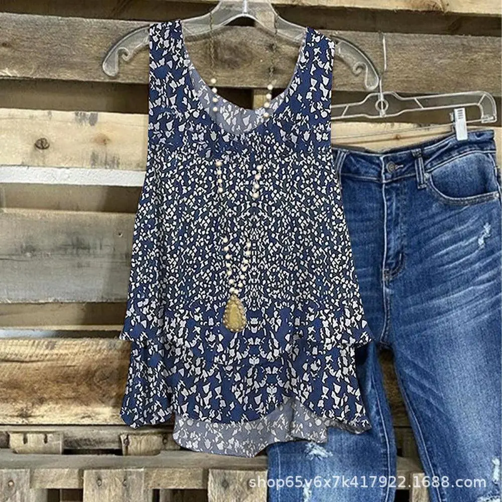 Women's New Printed Loose Casual Top Camisole - Color-Xl